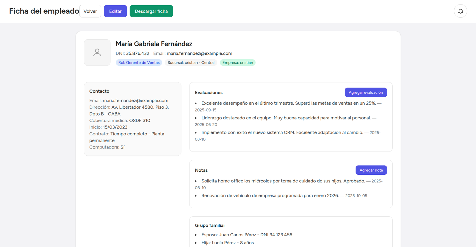 Guardá y gestioná toda la informacion de tus empleados