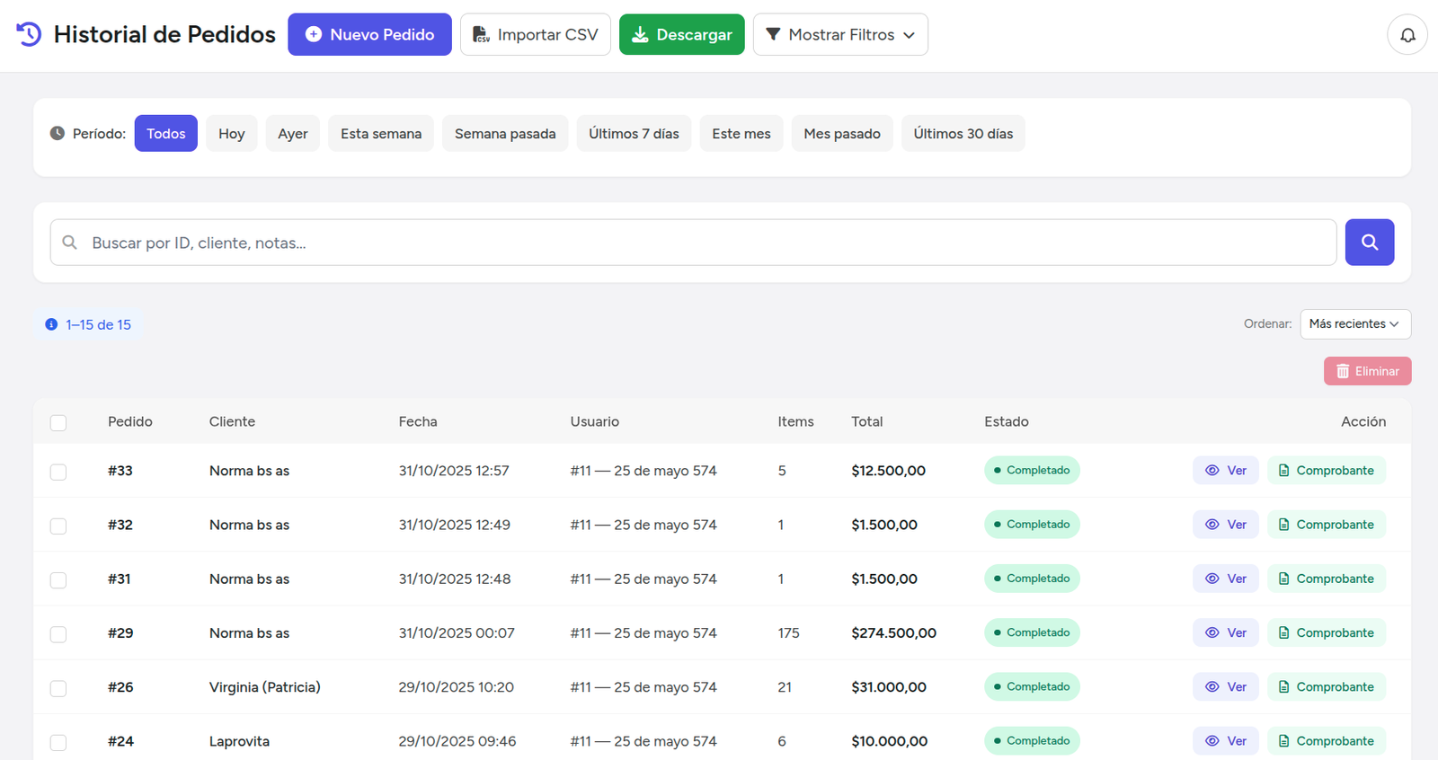 Todos tus pedidos en un solo lugar