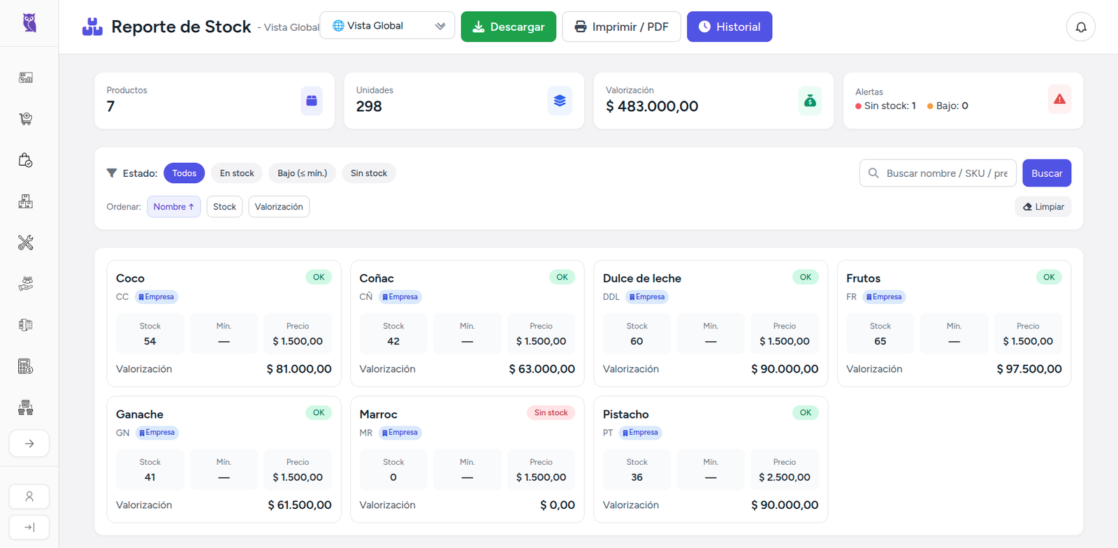 Control de stock - Gestior